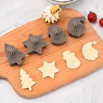 Jõulud biskviit hallituse plastikust 3D-kolmemõõtmeline cartoon pagari kodu armas vajutage tüüp jäätumine fondant küpsise stamper