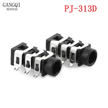 10TK PJ-313D PJ313 SMD 6Pin SMT 3,5 MM Emane Audio Connector, Stereo Must Kõrvaklappide Pesa