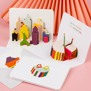1tk Sünnipäevaks Kaardi Lapsed, Sõbrad, Pere 3D Sünnipäeva Kook Pop-Up õnnitluskaardid Postkaardid Kingituste Ümbrik