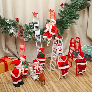 2022 Santa Claus Mööda Redelit Elektrilised Santa Claus Nukk Jõulupuu Rippuvad Ornament Outdoor Indoor Ukse Seina Kaunistamiseks