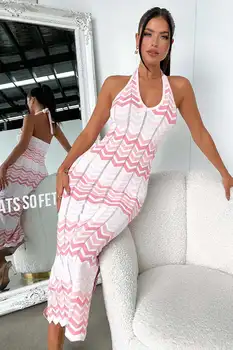 2023 Uus Luksuslik Disainer Noor Seksikas Kududa Kleit Puhkus Magus Beach Päitsed Maha Õla Backless Stiilis Naiste Pikk Pencil Dress