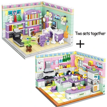 3D Mini Tüdrukud Sõbrad Nurgas Printsess Magamistuba Maja Mudeli ehitusplokk, KES Loominguline Köök Tellised Mänguasjad, Lapsed, Lapsed Kingitusi