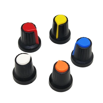 5tk AG2 Nupp Caps Punane/Sinine/Roheline/Valge/Kollane/Oranž Võlli Soonilised Grip Control 6mm Reguleerimine Helitugevuse WH148 Potentsiomeeter Nupud