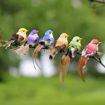 6tk Armas Kunstlik Linnud Võltsitud Vaht Loomade Simulatsiooni Sulgi Lindude Mudelid Tihane DIY Käsitöö Home Garden Ornament Teenetemärgi