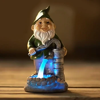 Aias Dekoratiivne Gnome Kuju Päikese Valgus Sisehoovi Rõdu Ornament Armas Päkapikk Vaik Lamp Väljas Kaunistamiseks Anti Tuhmuma