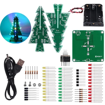 DIY 3D Christmas Tree Jootmise Praktika Elektroonilise Koguda Kit Teadus Koguda Kit 7 Värvi Vilkuv LED PCB