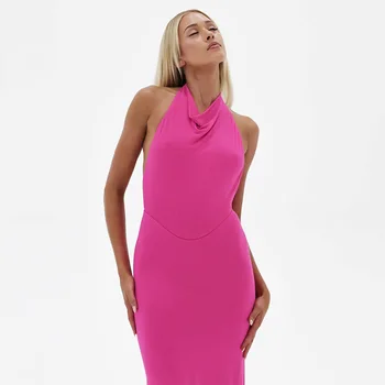 Euroopa ja Ameerika Kuuma Kaela Kleit Naiste Suvel 2023 Uus Seksikas Varrukateta Backless Split Pikk Kleit
