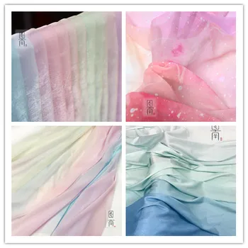 Hiina stlye maastiku jacquard kude/Sifonki Macarone värvitrüki hanfu kangast DIY kleit 1order=1tk(suurus:100x150cm)
