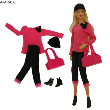 Hot Pink Street Casual Nuku Riiete Komplekt Barbie Nukk Varustus 1/6 Nukud, Aksessuaarid Barbie Top, Püksid, Kingad ühise Põllumajanduspoliitika Kott Mänguasju