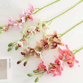 Kunstlik Orhidee Õie Branch Silk Võltsitud Lilled DIY Pulm Kimp Kodu elutoa Kaunistamiseks Simulatsiooni Cymbidium Taim
