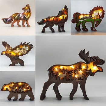 LED Night Light Elk Hunt Karu Puidust Laud Lambi Aku Jõul Lapsed Sünnipäev, Jõulud Kingitused Öö Tuled Magamistuba Decor
