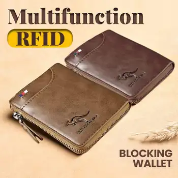 Mens RFID Blokeerimine Rahakott Blokeerimine Vintage Äri Känguru Krediitkaardi Omanik Juhul, Anti-Varguse Sidur Lühike Meeste Nahk