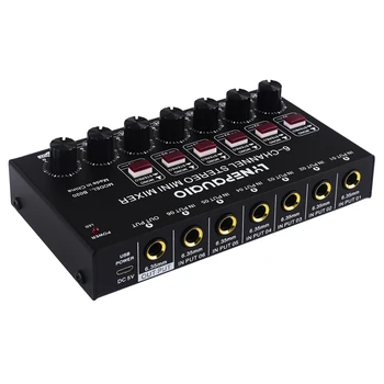 Mini 6-Channel Stereo Audio Mixer Muusikariista Mikser Elektrilised Tuul/Electric Guitar/Elektrooniline Klaver/Trummid Mikser