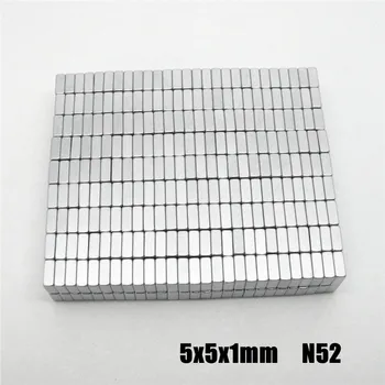 N52 magnet 5x5x1 Tugev Square NdFeB Haruldaste Muldmetallide Magnet 5*5*1 Neodüümi Magnetid 5x5x1mm