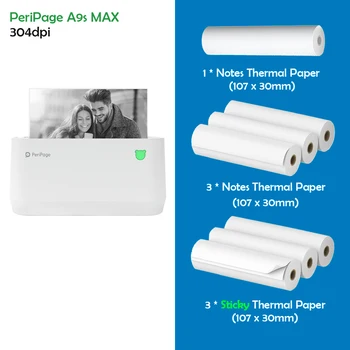 PeriPage A9 A9s MAX Mini Portable Photo Printer 304dpi BT Wireless termoprinteri Label Maker Toetab 107mm/77mm/57mm Raamat