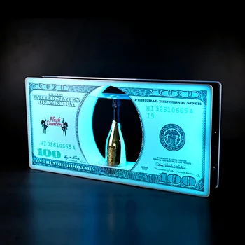 Populaarne Kohandatud Dollar bill teadetetahvel Viski, Veini Pudel Glorifiers LED Pudel Teenuse Saatejuht Ekraan Omanik Seista
