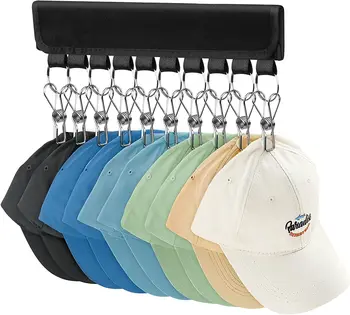 RELBRO Müts Korraldaja Riidepuu, Baseball Cap Korraldaja Riidepuu Must Velcro Müts Omanik Kapp koos 10 Mütsi, Ladustamise Klambrid Multifunctio