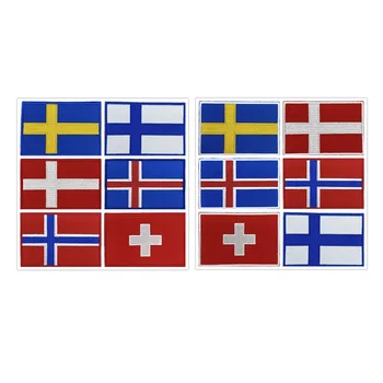 Rootsi Norra Taani Island Soome Šveits Riigi Lipu Tikitud Plaastrid Märgid Euroopas Triibulised Riided