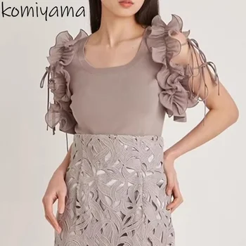 Suvel Segast Seen Knitwears U-kaeluse Sidemega Naiste Riided Jaapani Stiilne Kampsun Naiste Elegantne Feminino Pullover Tops