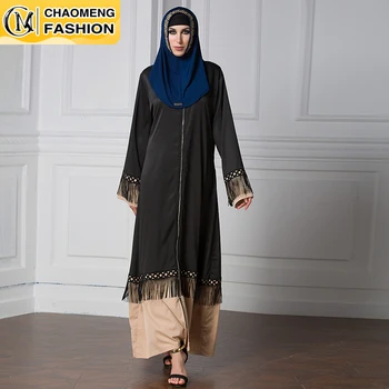 Uus Vestidos Moslemi Fashion Ees Tõmblukk Abaya Tutid Islami Riided Türgi Lähis-Ida Naised Suletud Abaya Dubai Rüü Femme
