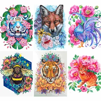 Värv Loomade Tiiger Kass Õli Värvimine Poolt Numbrid Täiskasvanud Lapsed Art Pilt Kit DIY Lõuend Juhtida Akrüülvärv Wall Decor Kingitus