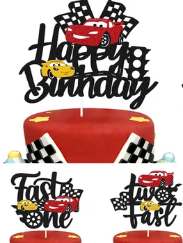 Võidusõidu Auto Teema Happy Birthday Cake Torukübar Lapsed Baby Shower Sünnipäeva Teenetemärgi Cartoon Candy Bar Kook Suppliies