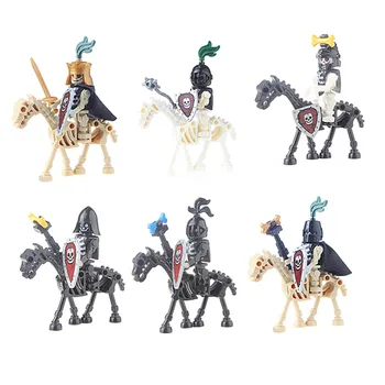 Woma Skelett Armee Sõdur Kuningas Rüütel Undead Warrior Horse Lapsed Tellised Ehitusplokk Plaadi Komplekt Lastele Kingitusi Kolju Tugev Mänguasi